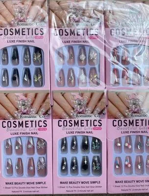 12 Pcs Double Size Stylish Nails, Pack Of 6