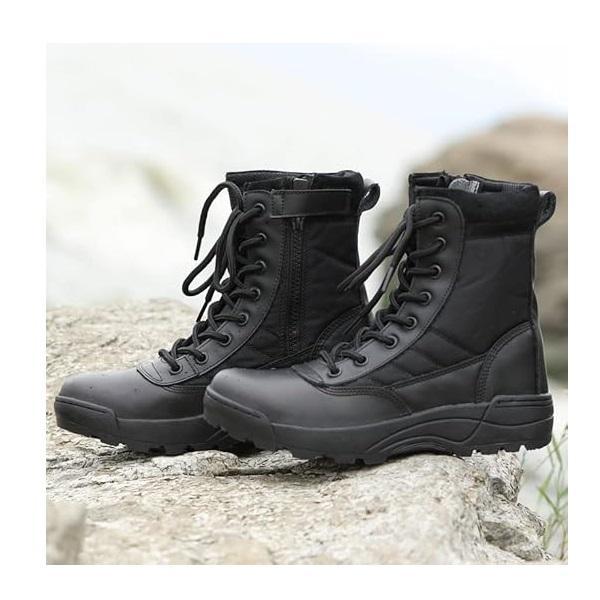 Men's Synthetic Leather Casual Calf Boots - Black Swat