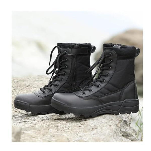 Men's Synthetic Leather Casual Calf Boots - Black Swat