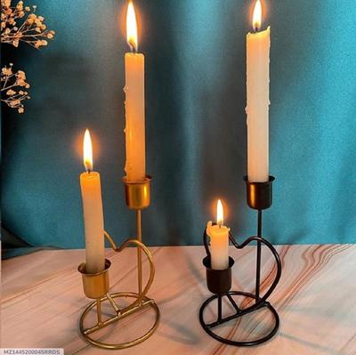 Elegant Golden & Black Metal Candle Stand - 1 Pc