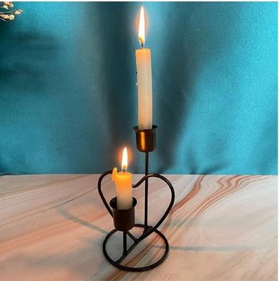 Elegant Golden & Black Metal Candle Stand - 1 Pc
