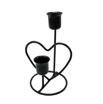 Elegant Golden & Black Metal Candle Stand - 1 Pc