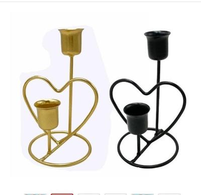 Elegant Golden & Black Metal Candle Stand - 1 Pc