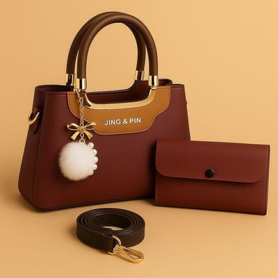 Girl's Leather Plain Hand Bag Set