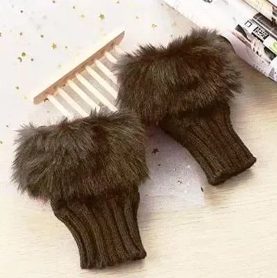 Warm Fingerless Gloves - 1 Pair Wool & Fur Fingerless Gloves Women's Winter Accessory